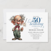 Playful Humor For Him 50th Birthday Party Invite Kaart (Voorkant)