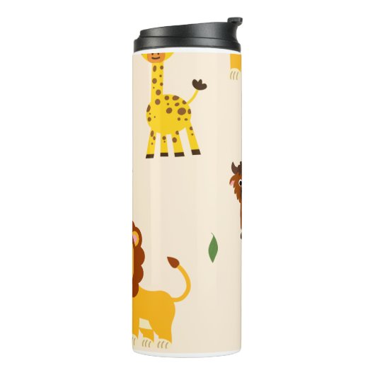 Playful Illustrativ Animal Pattern Thermosbeker (Gedraaid links)