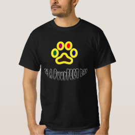 Playful “It’s a Puurfect Day” colorful cat paws T-shirt