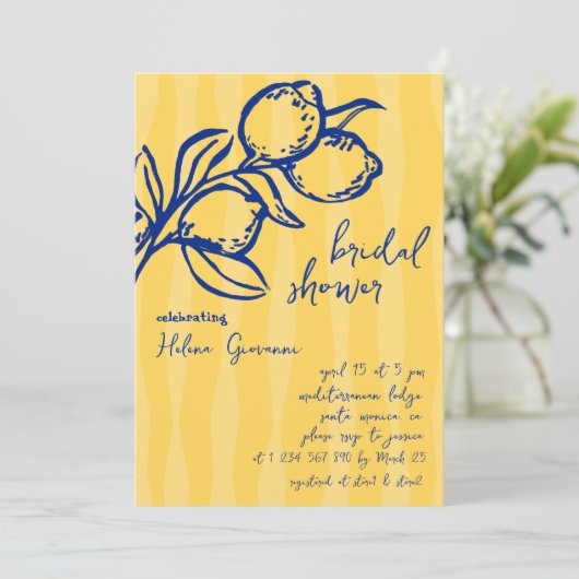 Playful Italian Handwritten Lemon Bridal Shower Kaart (Staand voorkant)