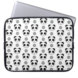 Playful Kawaii Panda Mandala Pattern Laptop Sleeve