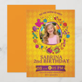 Playful Kids Birthday Invitation – Doodle Party Kaart (Voorkant / Achterkant)