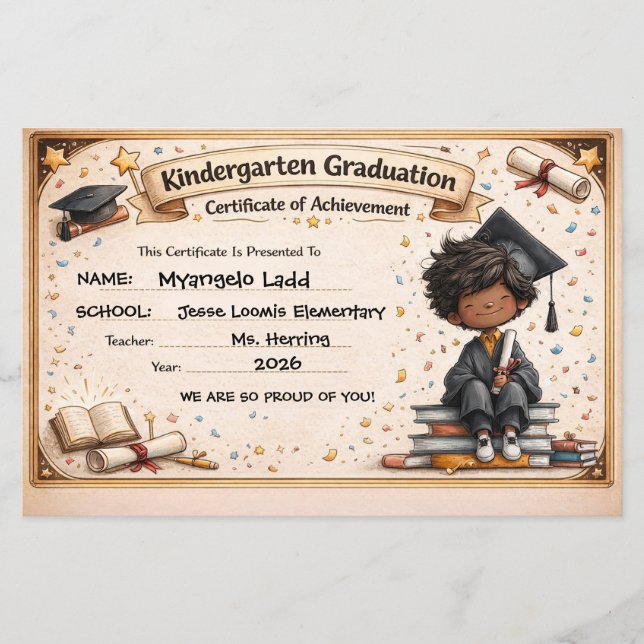 Playful Kindergarten Graduation Certificate  (Voorkant)