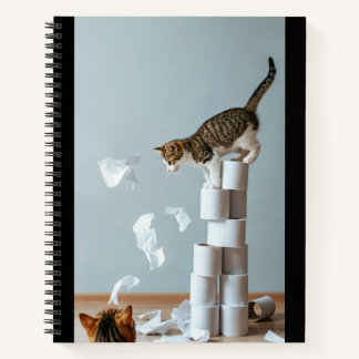 Playful Kitten en Toilet Paper Tower Notitieboek