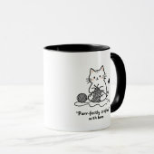 Playful Kitten Knitter Line Art Coffee Cup Mok (Voorkant rechts)