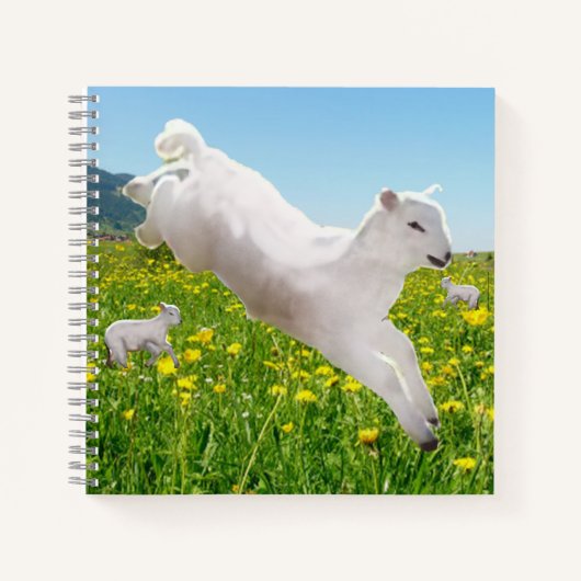 Playful Leaping Lambs Easter   Notitieboek (Voorkant)
