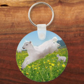 Playful Leaping Lambs Easter   Sleutelhanger (Achterkant)