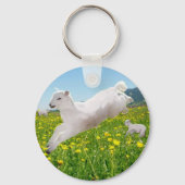 Playful Leaping Lambs Easter   Sleutelhanger (Achterkant)