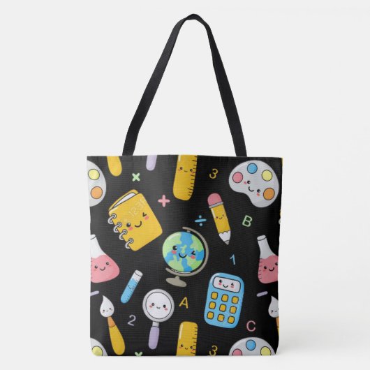 Playful Learning – Cute Education Seamless Pattern Tote Bag (Voorkant)