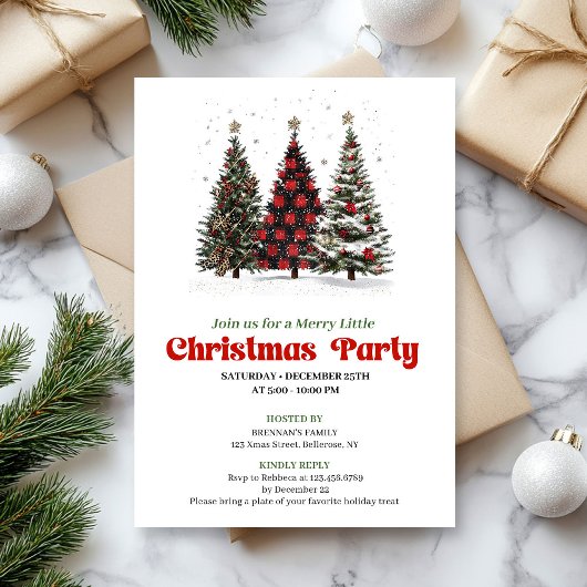 Playful leopard Christmas tree editable invitation Kaart