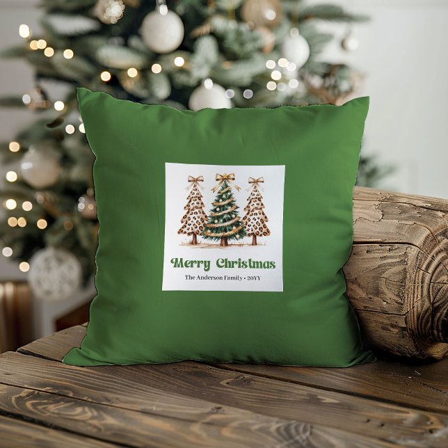 Playful Leopard Pattern Christmas Name Custom   Kussen (Playful Leopard Pattern Christmas Name Custom Pillow)