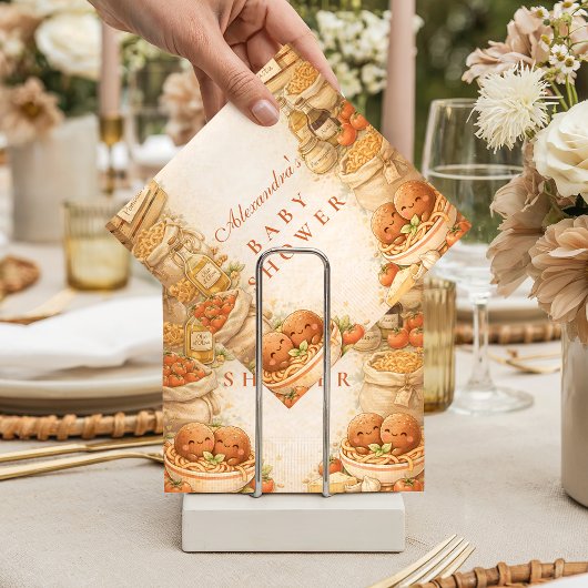 Playful Little Meatball Baby Shower Servet