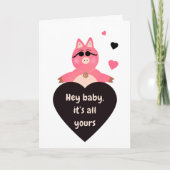 Playful Love Card with Cool Pig Feestdagen Kaart (Voorkant)