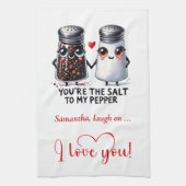 Playful Love Gift Funny Food Towel Custom Name Theedoek (Verticaal)