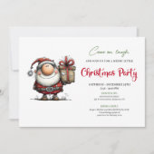Playful Minimalist Santa Christmas Party Invites Kaart (Voorkant)