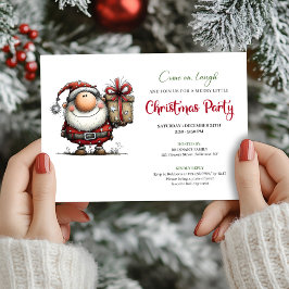 Playful Minimalist Santa Christmas Party Invites Kaart
