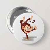 Playful Monkey Doing a Handstand Cute Animal Ronde Button 7,6 Cm (Voorkant /achterkant)