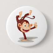 Playful Monkey Doing a Handstand Cute Animal Ronde Button 7,6 Cm (Voorkant)