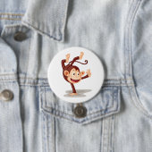 Playful Monkey Doing a Handstand Cute Animal Ronde Button 7,6 Cm (In situ)