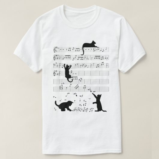 Playful Music Cats Funny Musical Notes Pet Lover T-shirt (Design voorkant)