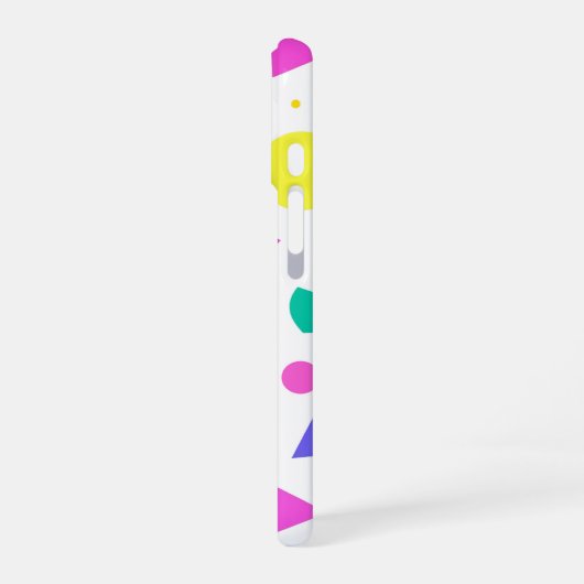 Playful Neon Memphis Geometric Retro Pattern iPhone 16 Hoesje (Linkerkant)