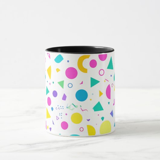 Playful Neon Memphis Geometric Retro Pattern Mok (Midden)