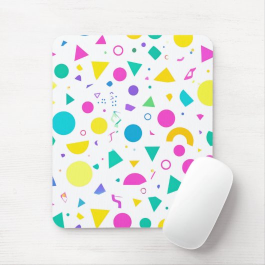 Playful Neon Memphis Geometric Retro Pattern Muismat (Met muis)