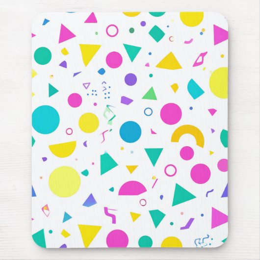 Playful Neon Memphis Geometric Retro Pattern Muismat (Voorkant)