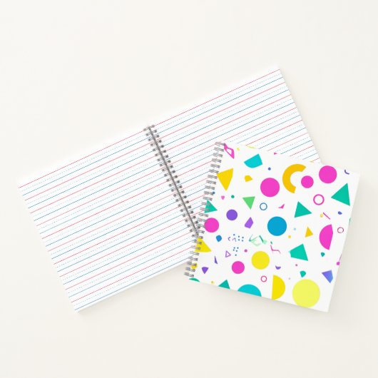 Playful Neon Memphis Geometric Retro Pattern Notitieboek (Binnen)