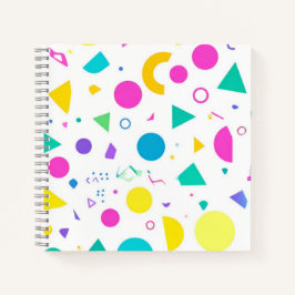 Playful Neon Memphis Geometric Retro Pattern Notitieboek