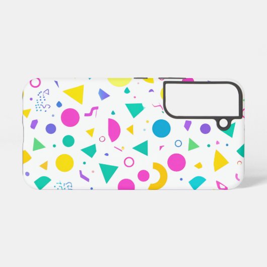 Playful Neon Memphis Geometric Retro Pattern Samsung Galaxy Hoesje (Achterkant horizontaal)