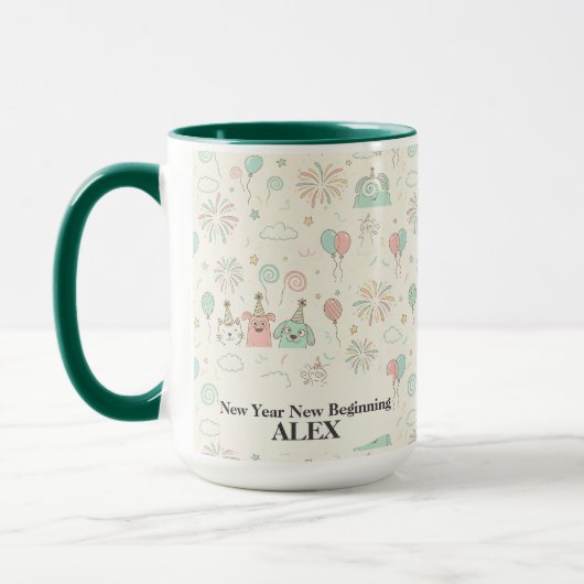 Playful New Year New Beginnings Custom Mug Mok (Links)