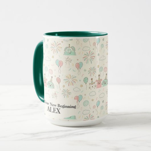 Playful New Year New Beginnings Custom Mug Mok (Voorkant links)