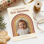 Playful Newborn Baby's First Christmas Arch Photo Feestdagenkaart