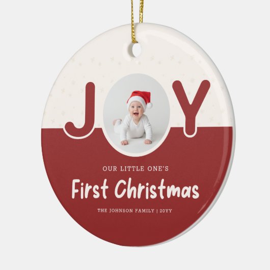 Playful Newborn Baby's  Photo First Christmas Keramisch Ornament (Links)
