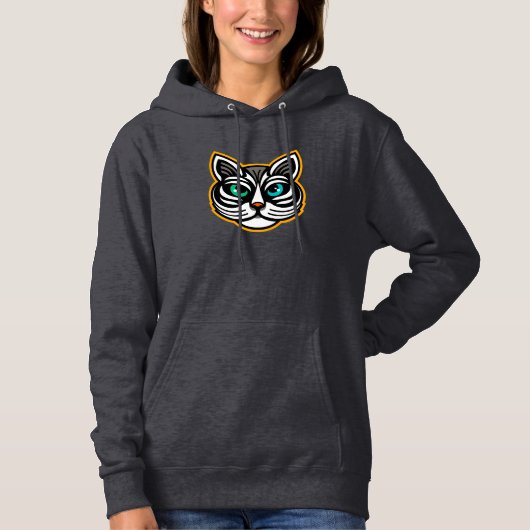 Playful Odd-Eyed Cat Women’s Hoodie Art (Voorkant)