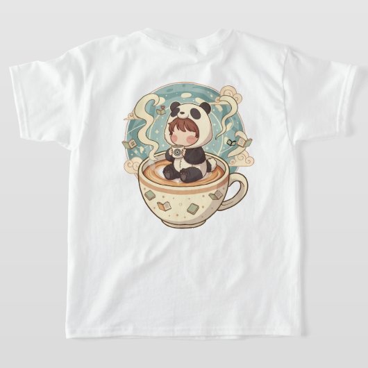 Playful Panda Coffee Kids' T-Shirt (Laag Achter)