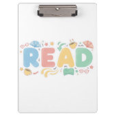 Playful Pastel Bubble "READ" Sticker Style Klembord (Voorkant)