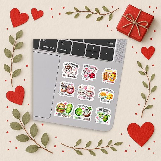 Playful Pastel Food Pun Couple Art Sticker