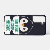 Playful penguin with a sign for your message samsung galaxy hoesje (Achterkant horizontaal)