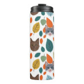 Playful Pet Faces and Autumn Leaves Pattern Thermosbeker (Voorkant)