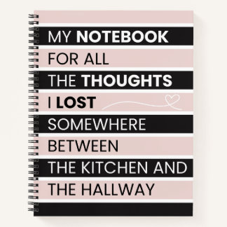  Playful Pink & Black Stripes  Notitieboek