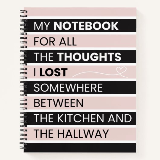  Playful Pink & Black Stripes  Notitieboek (Voorkant)