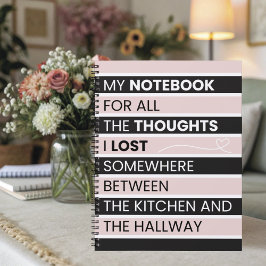  Playful Pink & Black Stripes  Notitieboek