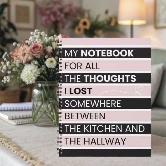 Playful Pink & Black Stripes Notitieboek