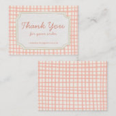 Playful Pink Peach Plaid Small Business Thank You Informatiekaartje (Voorkant / Achterkant)