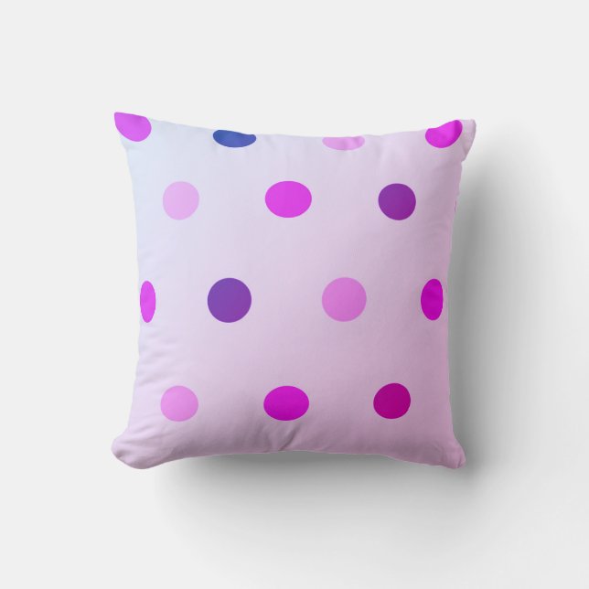  “Playful Pink -Purple Polka Dot Patt-Throw Pillow Kussen (Voorkant)