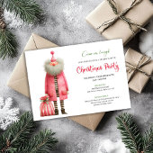 Playful pink santa Christmas party invitation  Kaart