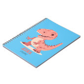 Playful Pink T-Rex Dino With Kids Name Notitieboek (Linkerzijde)