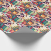 Playful Pitbull Opening Christmas Gifts Holiday Cadeaupapier (Hoek)